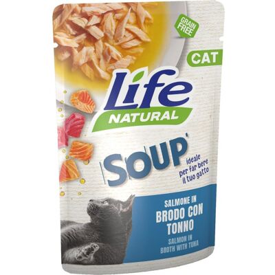 1 x 60 g Life Natural Soap Busta Alimento Cibo Umido Completo per Gatti Adulti con Salmone in Brodo con Tonno Grain Free 1 x 60 g Life Natural Soap Busta Alimento Cibo Umido Completo per Gatti Adulti con Salmone in Brodo con Tonno Grain Free