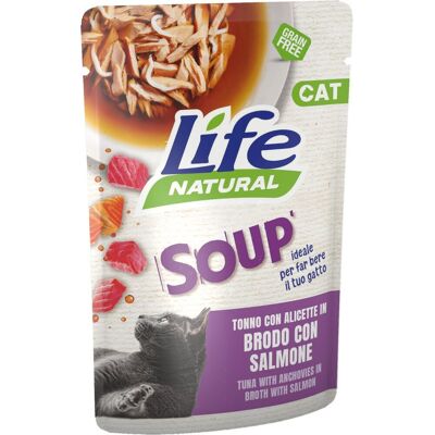 1 x 60 g Life Natural Soap Busta Alimento Cibo Umido Completo per Gatti Adulti con Tonno e Alicette in Brodo con Salmone Grain Free 1 x 60 g Life Natural Soap Busta Alimento Cibo Umido Completo per Gatti Adulti con Tonno e Alicette in Brodo con Salmone Grain Free