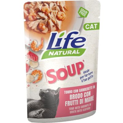1 x 60 g Life Natural Soap Busta Alimento Cibo Umido Completo per Gatti Adulti con Tonno e Gamberetti in Brodo con Frutti di Mare Grain Free 1 x 60 g Life Natural Soap Busta Alimento Cibo Umido Completo per Gatti Adulti con Tonno e Gamberetti in Brodo con Frutti di Mare Grain Free