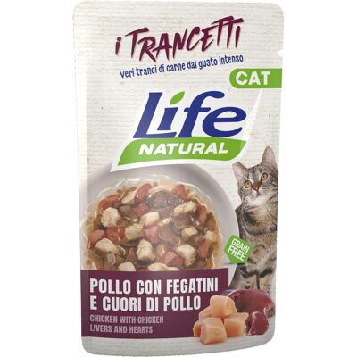 1 x 55 g Life Natural i Trancetti Busta Alimento Cibo Umido Completo per Gatti Adulti con Pollo Fegatini e Cuori di Pollo Grain Free 1 x 55 g Life Natural i Trancetti Busta Alimento Cibo Umido Completo per Gatti Adulti con Pollo Fegatini e Cuori di Pollo Grain Free