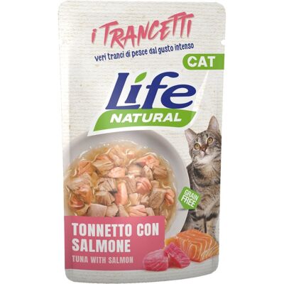 1 x 55 g Life Natural i Trancetti Busta Alimento Cibo Umido Completo per Gatti Adulti con Tonnetto e Salmone Grain Free 1 x 55 g Life Natural i Trancetti Busta Alimento Cibo Umido Completo per Gatti Adulti con Tonnetto e Salmone Grain Free