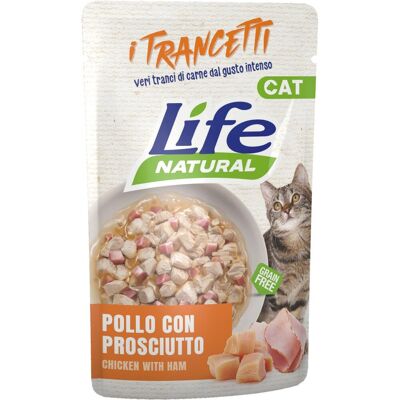 1 x 55 g Life Natural i Trancetti Busta Alimento Cibo Umido Completo per Gatti Adulti con Pollo e Prosciutto Grain Free 1 x 55 g Life Natural i Trancetti Busta Alimento Cibo Umido Completo per Gatti Adulti con Pollo e Prosciutto Grain Free