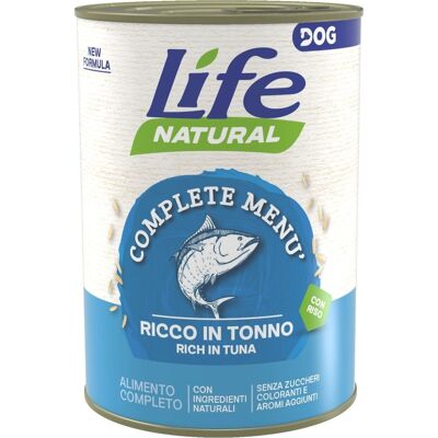 1 x 400 g Life Natural Lattina Alimento Cibo Umido Completo Naturale per Cani Adulti con Tonno 1 x 400 g Life Natural Lattina Alimento Cibo Umido Completo Naturale per Cani Adulti con Tonno
