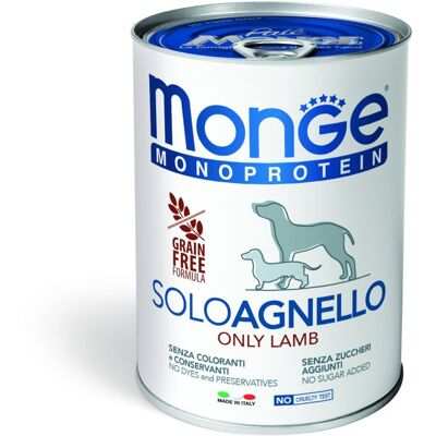 Cibo per cani Agnello Monge - Monoproteico, Italia, Grain free - 400g Cibo per cani Agnello Monge - Monoproteico, Italia, Grain free - 400g
