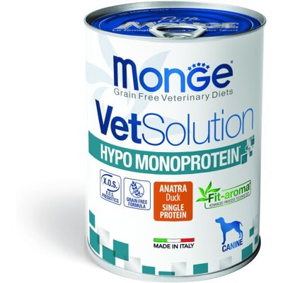400 g Monge VetSolution Cane Hypo Monoprotein Alimento Dietetico Completo Cibo Umido per la Riduzione di Intolleranze con Anatra Grain Free 400 g Monge VetSolution Cane Hypo Monoprotein Alimento Dietetico Completo Cibo Umido per la Riduzione di Intolleranze con Anatra Grain Free