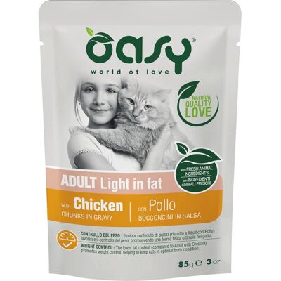 Oasy Marchio Pollo in Salsa - Leggero per Gatti Adulti - 85g Oasy Marchio Pollo in Salsa - Leggero per Gatti Adulti - 85g