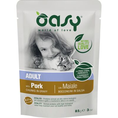 Cibo umido Oasy con carne di maiale - 85g Cibo umido Oasy con carne di maiale - 85g