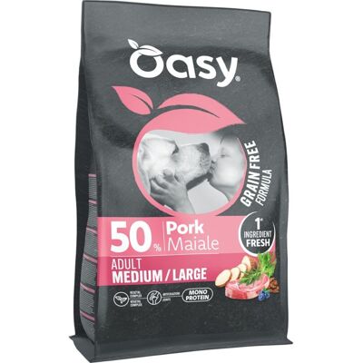 Oasy Grain Free Adult Medium/Large Maiale 10 kg Crocchette per Cani di Taglia Media e Grande Oasy Grain Free Adult Medium/Large Maiale 10 kg Crocchette per Cani di Taglia Media e Grande