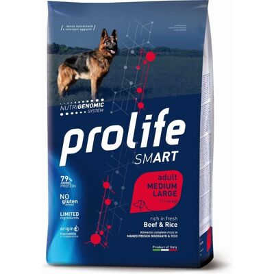 Cibo per cani adulti di taglia media/grande Prolife Smart - Manzo e Riso Cibo per cani adulti di taglia media/grande Prolife Smart - Manzo e Riso