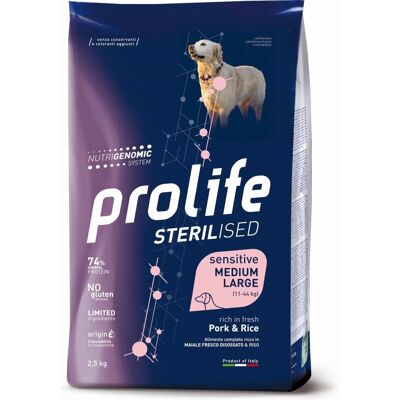 Cibo per cani sterilizzati Prolife Sensitive Maiale e Riso - Medio/Large Cibo per cani sterilizzati Prolife Sensitive Maiale e Riso - Medio/Large