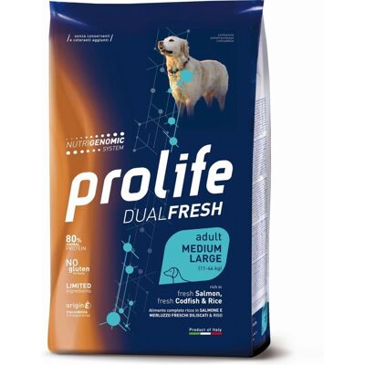Prolife Cibo per Cani Salmone e Merluzzo Freschi - Medio/Large 12kg Prolife Cibo per Cani Salmone e Merluzzo Freschi - Medio/Large 12kg