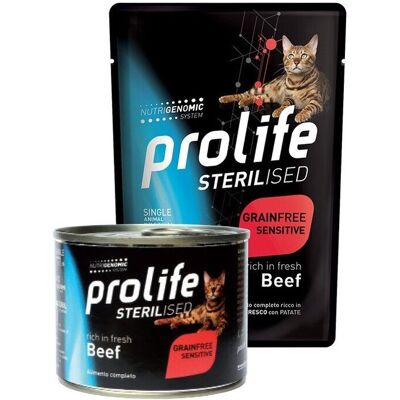 Prolife Cibo per Gatti Sterilizzati Senza Cereali Manzo - Lattina da 200g Prolife Cibo per Gatti Sterilizzati Senza Cereali Manzo - Lattina da 200g