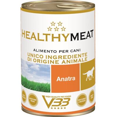 400 g VBB HealthyMeat Alimento Dietetico Completo Monoproteico Cibo Umido Paté per Cani Adulti con Anatra Grain Free e Gluten Free 400 g VBB HealthyMeat Alimento Dietetico Completo Monoproteico Cibo Umido Paté per Cani Adulti con Anatra Grain Free e Gluten Free
