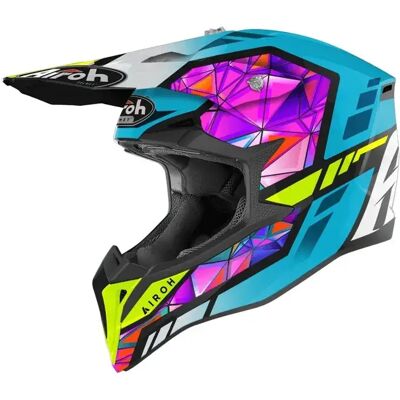 Casco Airoh Wraaap Diamond Blu Rosa Giallo 2XL - Casco da motocross Casco Airoh Wraaap Diamond Blu Rosa Giallo 2XL - Casco da motocross