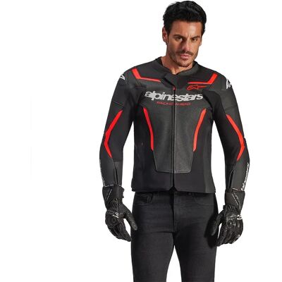 Alpinestars Giacca Di Pelle Gp Force V2 Airflow Black / Red Fluor 56 Alpinestars Giacca Di Pelle Gp Force V2 Airflow Black / Red Fluor 56