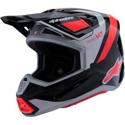 Alpinestars Casco Fuoristrada S-m7 Rise Ece05 Black / Silver / Red Fluor Glossy XL Alpinestars Casco Fuoristrada S-m7 Rise Ece05 Black / Silver / Red Fluor Glossy XL