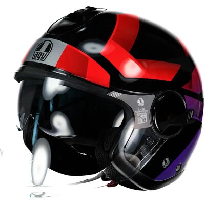 AGV Casco Jet Eteres E2206 Camogli Black / Red / Purple XL AGV Casco Jet Eteres E2206 Camogli Black / Red / Purple XL