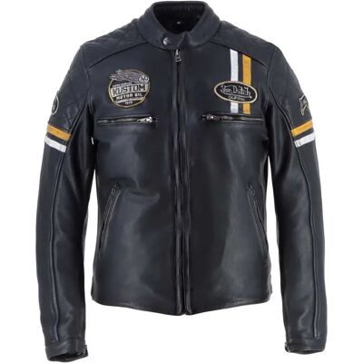 Von Dutch Giacca Di Pelle Race Now Black / White / Yellow S Von Dutch Giacca Di Pelle Race Now Black / White / Yellow S