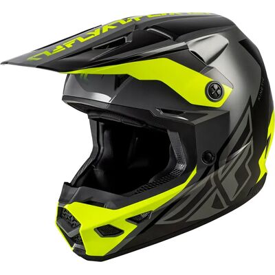 Fly Racing Casco Fuoristrada Kinetic Crest Black / Grey / Yellow M Fly Racing Casco Fuoristrada Kinetic Crest Black / Grey / Yellow M