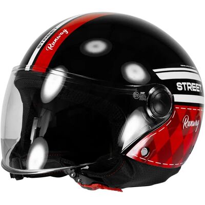 Mt Helmets Casco Jet Street S Runway Gloss Black / Red L Mt Helmets Casco Jet Street S Runway Gloss Black / Red L
