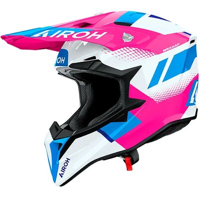 Airoh Casco Fuoristrada Wraaap Vision White / Pink / Blue XS Airoh Casco Fuoristrada Wraaap Vision White / Pink / Blue XS