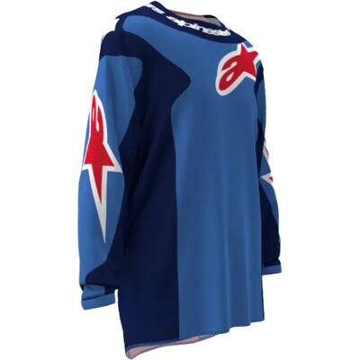 Alpinestars Maglia A Maniche Lunghe Fluid Grid Blue / Red 2XL Alpinestars Maglia A Maniche Lunghe Fluid Grid Blue / Red 2XL