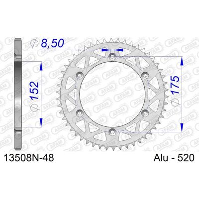 Corona posteriore AFAM 13508 - 520 - Unisex - Trasmissione moto Corona posteriore AFAM 13508 - 520 - Unisex - Trasmissione moto