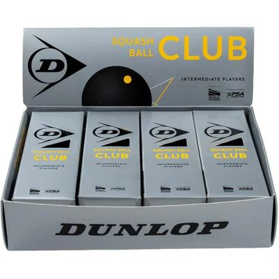 Dunlop Palline Da Squash Club Single Yellow Dot Black 12 Palle Dunlop Palline Da Squash Club Single Yellow Dot Black 12 Palle