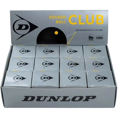 Dunlop Palline Da Squash Club Single Yellow Dot Black / Black 12 Palle Dunlop Palline Da Squash Club Single Yellow Dot Black / Black 12 Palle