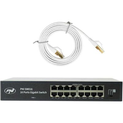 Pni Switch Sw016 16 Port & Cat 8 U8015w Cable 1.5 M Pni Switch Sw016 16 Port & Cat 8 U8015w Cable 1.5 M