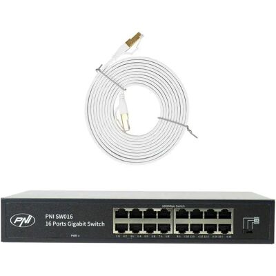Pni Switch Sw016 16 Port & Cat 8 U8030w Cable 3 M Pni Switch Sw016 16 Port & Cat 8 U8030w Cable 3 M