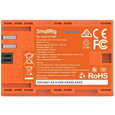Smallrig Batteria 5407 For Lp-e6p Orange One Size Smallrig Batteria 5407 For Lp-e6p Orange One Size