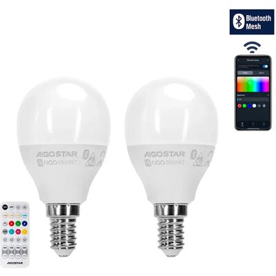 Aigostar Lampadina Intelligente G45 E14 6.5w 2700k 550 Lumens Bluetooth 2 Unità White One Size Aigostar Lampadina Intelligente G45 E14 6.5w 2700k 550 Lumens Bluetooth 2 Unità White One Size
