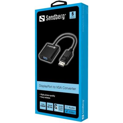 Sandberg Adattatore Displayport A Vga M/f Black One Size Sandberg Adattatore Displayport A Vga M/f Black One Size