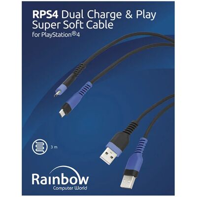 Rainbow Cavo Controller Ps4 A Doppia Carica E Riproduzione Black One Size Rainbow Cavo Controller Ps4 A Doppia Carica E Riproduzione Black One Size