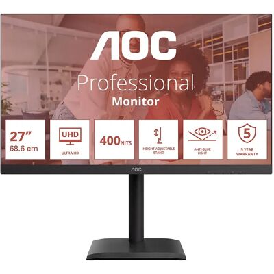 AOC Schermo E4 U27e4cv 27´´ 4k Ips Led Black One Size AOC Schermo E4 U27e4cv 27´´ 4k Ips Led Black One Size