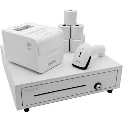 Approx Apppospack180wh V2 + Stampante + Scanner Di Codici A Barre + Cassetto Portamonete Approx Apppospack180wh V2 + Stampante + Scanner Di Codici A Barre + Cassetto Portamonete
