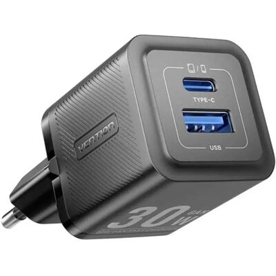 Caricatore a Parete Vention FEQB0-EU - USB-C, USB-A, 30W - Nero Caricatore a Parete Vention FEQB0-EU - USB-C, USB-A, 30W - Nero