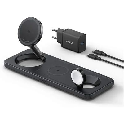 Stazione di ricarica wireless Anker MagGo 15W - 3-in-1 Nera Stazione di ricarica wireless Anker MagGo 15W - 3-in-1 Nera