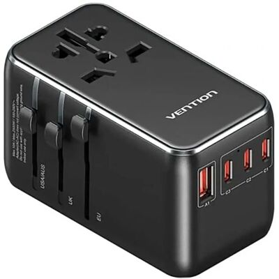 Adattatore da Viaggio Universale Vention 120W PD 65W Tutto-in-Uno per Viaggi Internazionali Caricatore da Parete 20W per USA EU UK US - Adattatore da Viaggio Adattatore da Viaggio Universale Vention 120W PD 65W Tutto-in-Uno per Viaggi Internazionali Caricatore da Parete 20W per USA EU UK US - Adattatore da Viaggio