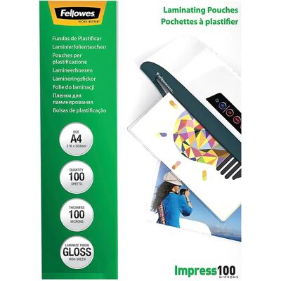 Fellowes Buste Per Plastificazione Din A Lucido 100 Micron 100 Unità Fellowes Buste Per Plastificazione Din A Lucido 100 Micron 100 Unità