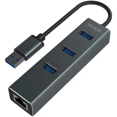 Hub USB Savio AK-57 - 3 USB-A, Ethernet RJ-45 - Grigio Hub USB Savio AK-57 - 3 USB-A, Ethernet RJ-45 - Grigio