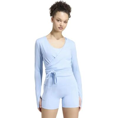 Adidas Maglietta A Maniche Lunghe 3 Stripes Studio Soft Ballet Wrap Glow Blue / Earth Strata XS Adidas Maglietta A Maniche Lunghe 3 Stripes Studio Soft Ballet Wrap Glow Blue / Earth Strata XS