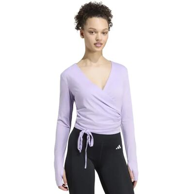 Adidas Maglietta A Maniche Lunghe 3 Stripes Studio Soft Ballet Wrap Powder Plum / Pure Lemon XS Adidas Maglietta A Maniche Lunghe 3 Stripes Studio Soft Ballet Wrap Powder Plum / Pure Lemon XS