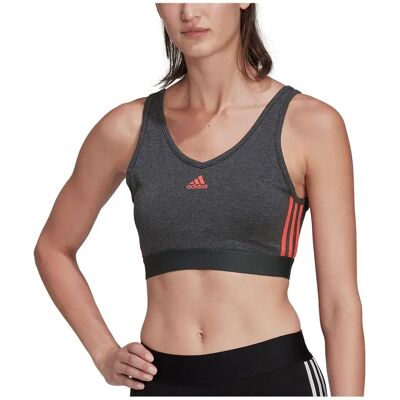 Adidas Top Sportivo 3 Stripes Dark Grey Heather / Semi Turbo L Adidas Top Sportivo 3 Stripes Dark Grey Heather / Semi Turbo L