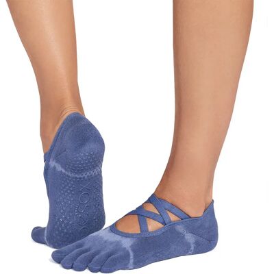Toesox Calzini Full Toe Ultra Fine Knit Elle Pilates Grip Soft Blue Tie Dye Stripe EU 36-38 1/2 Toesox Calzini Full Toe Ultra Fine Knit Elle Pilates Grip Soft Blue Tie Dye Stripe EU 36-38 1/2