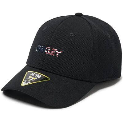 Oakley Apparel Cappellino Con Visiera 6 Panel Stretch Metallic Black / American Flag S-M Oakley Apparel Cappellino Con Visiera 6 Panel Stretch Metallic Black / American Flag S-M