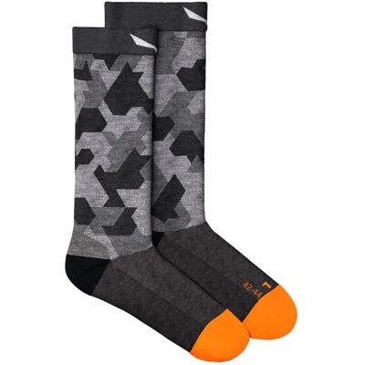 Salewa Calzini Crew Pedroc Camo Merino Black Out / Fluo Orange EU 45-47 Salewa Calzini Crew Pedroc Camo Merino Black Out / Fluo Orange EU 45-47