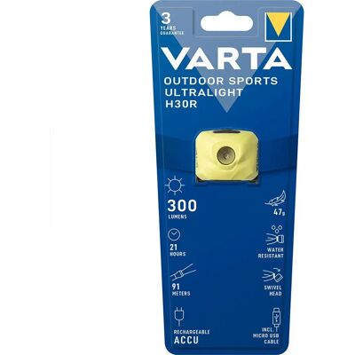 Testa torcia Varta H30R - 300 lm, Lime, IPX4 Testa torcia Varta H30R - 300 lm, Lime, IPX4