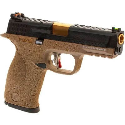 We Pistola Airsoft t-05 Bk Gold Barrel Metal Version Gbb FDE One Size We Pistola Airsoft t-05 Bk Gold Barrel Metal Version Gbb FDE One Size